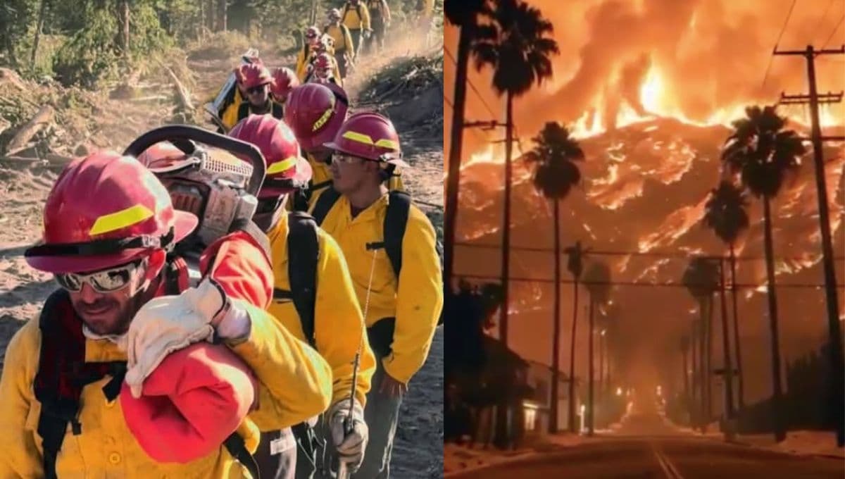 Bomberos mexicanos llegan a combatir los fuegos en Los Ángeles; agradecen a la presidenta de México