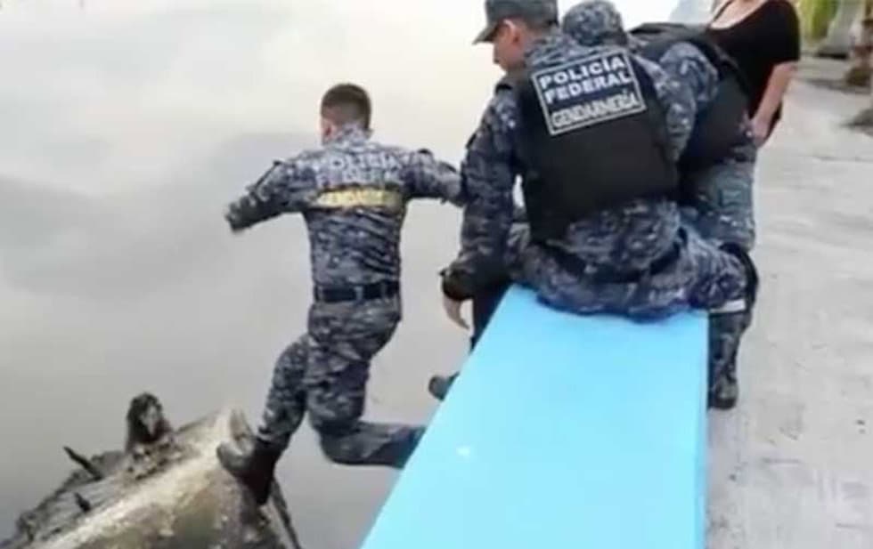 <div>Policía federal salva a un perro de ahogarse</div>