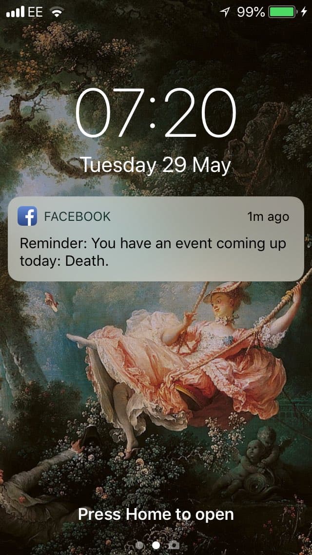 Facebook alertó a una mujer sobre su inminente muerte