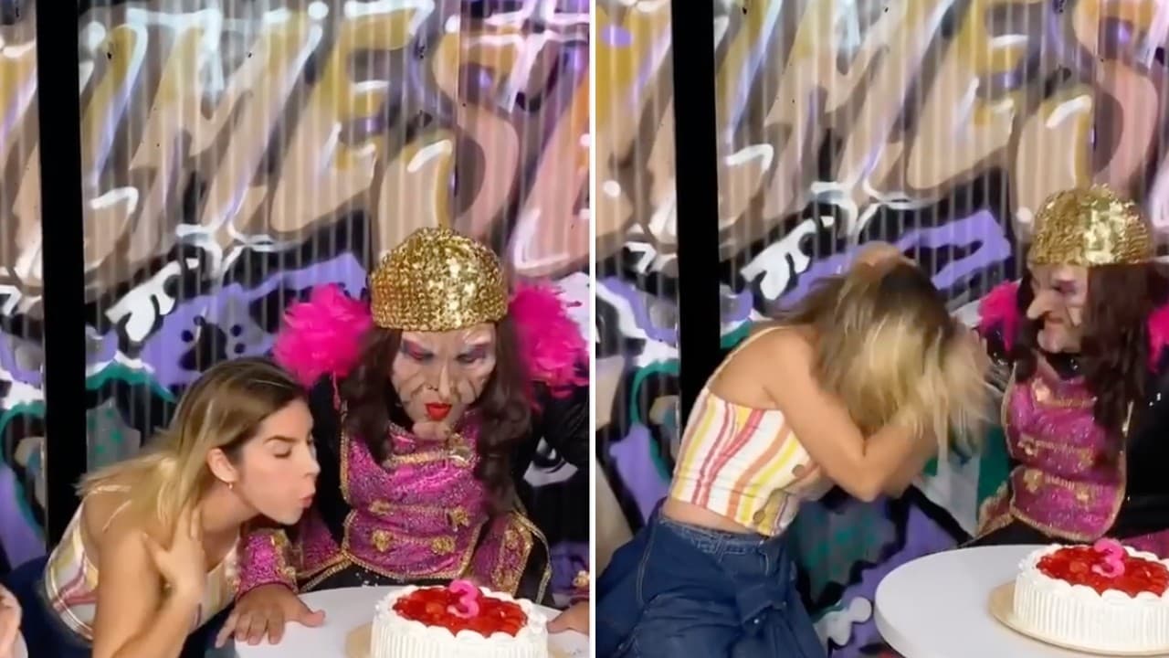 Karla Panini recrea el video de la niña del pastel y la desgreñan