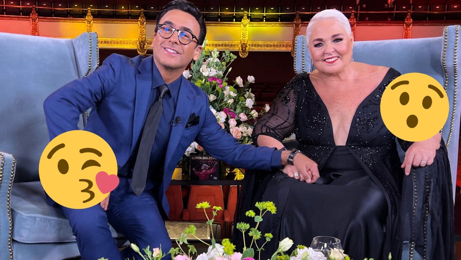Lupita D’Alessio y Adal Ramones se dan tremendo BESO en la boca en plena entrevista