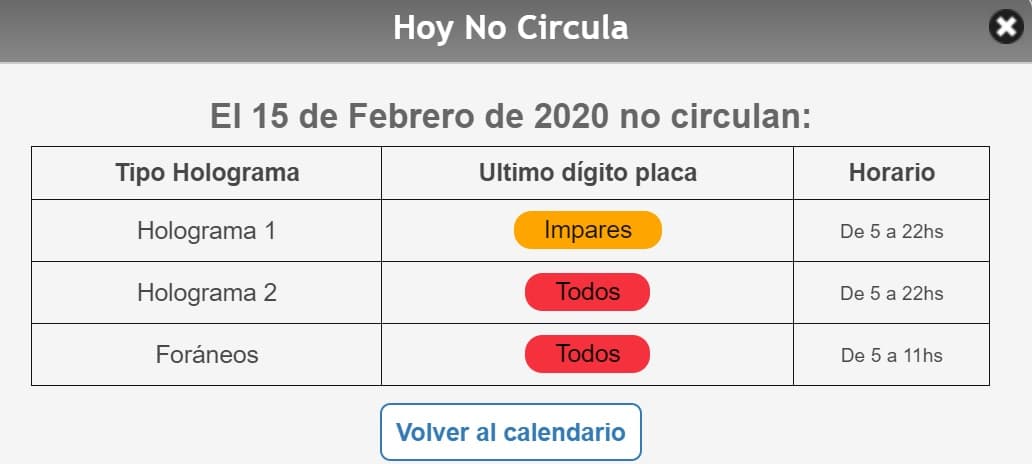 Conoce el Hoy No Circula de mañana sábado 15 de febrero