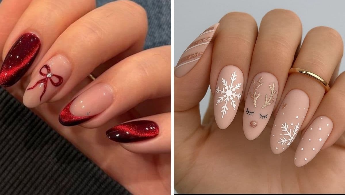 Diseños de uñas para Navidad 2025 bonitos y elegantes